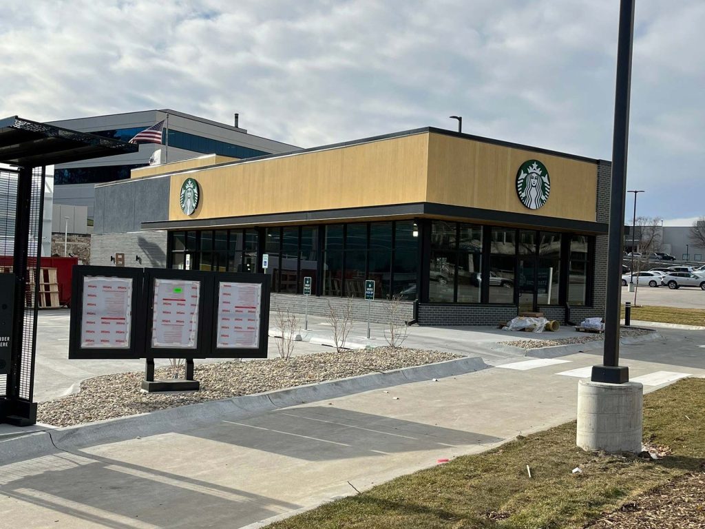 Starbucks exterior Nichiha siding project by Omaha's Nastase Contracting